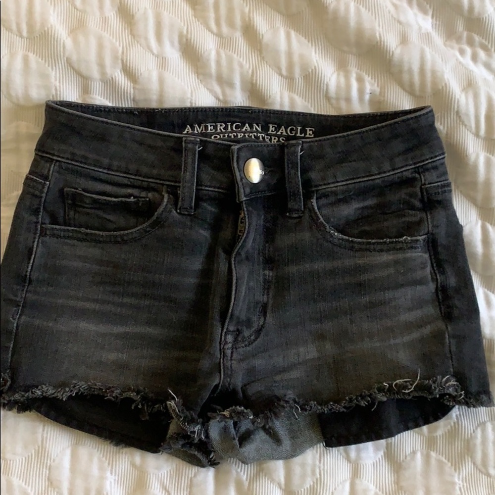 American eagle washed black denim shorts